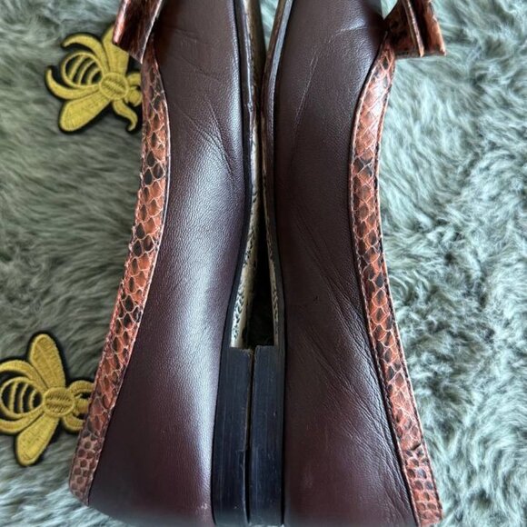 Gucci Yva Ballet Flats Snakeskin Bow Brown Leather 35 / US 5 – Italy – Rare - Picture 9 of 12